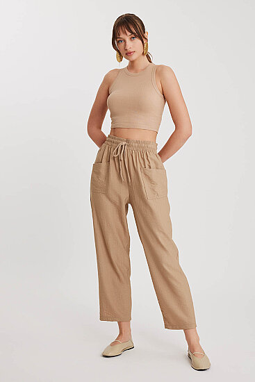 Beli Bağlamalı Çift Cep Pantolon - 24