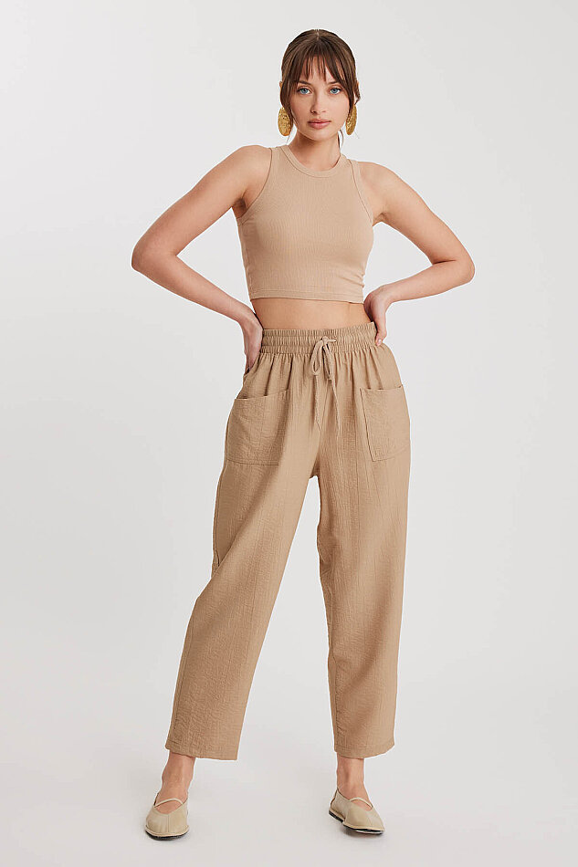 Beli Bağlamalı Çift Cep Pantolon - 26