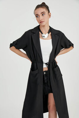 Beli Bağlamalı Çift Cep Salaş Hırka - Thumbnail (3)