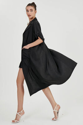 Beli Bağlamalı Çift Cep Salaş Hırka - Thumbnail (4)