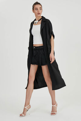 Beli Bağlamalı Çift Cep Salaş Hırka - Thumbnail (6)