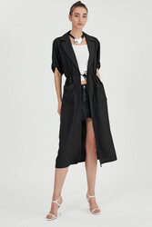 Beli Bağlamalı Çift Cep Salaş Hırka - 2