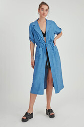 Beli Bağlamalı Çift Cep Salaş Hırka - 8