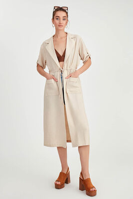 Beli Bağlamalı Çift Cep Salaş Hırka - Thumbnail (13)