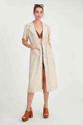 Beli Bağlamalı Çift Cep Salaş Hırka - 13