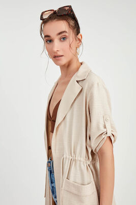 Beli Bağlamalı Çift Cep Salaş Hırka - Thumbnail (14)