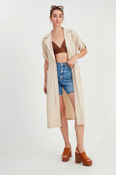 Beli Bağlamalı Çift Cep Salaş Hırka - 16