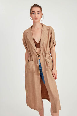 Beli Bağlamalı Çift Cep Salaş Hırka - Thumbnail (20)