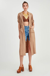 Beli Bağlamalı Çift Cep Salaş Hırka - 18