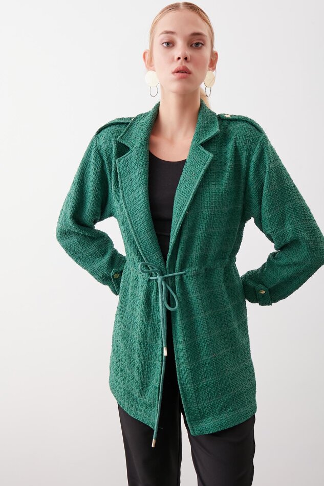 Beli Büzgü Detaylı Ceket - 2