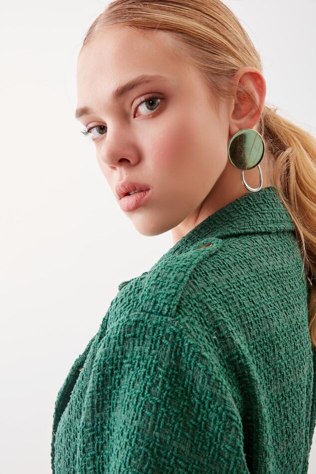 Beli Büzgü Detaylı Ceket - 3