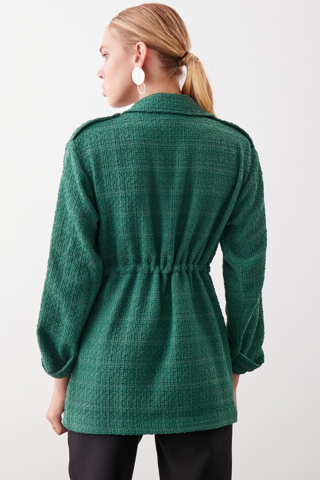 Beli Büzgü Detaylı Ceket - 4