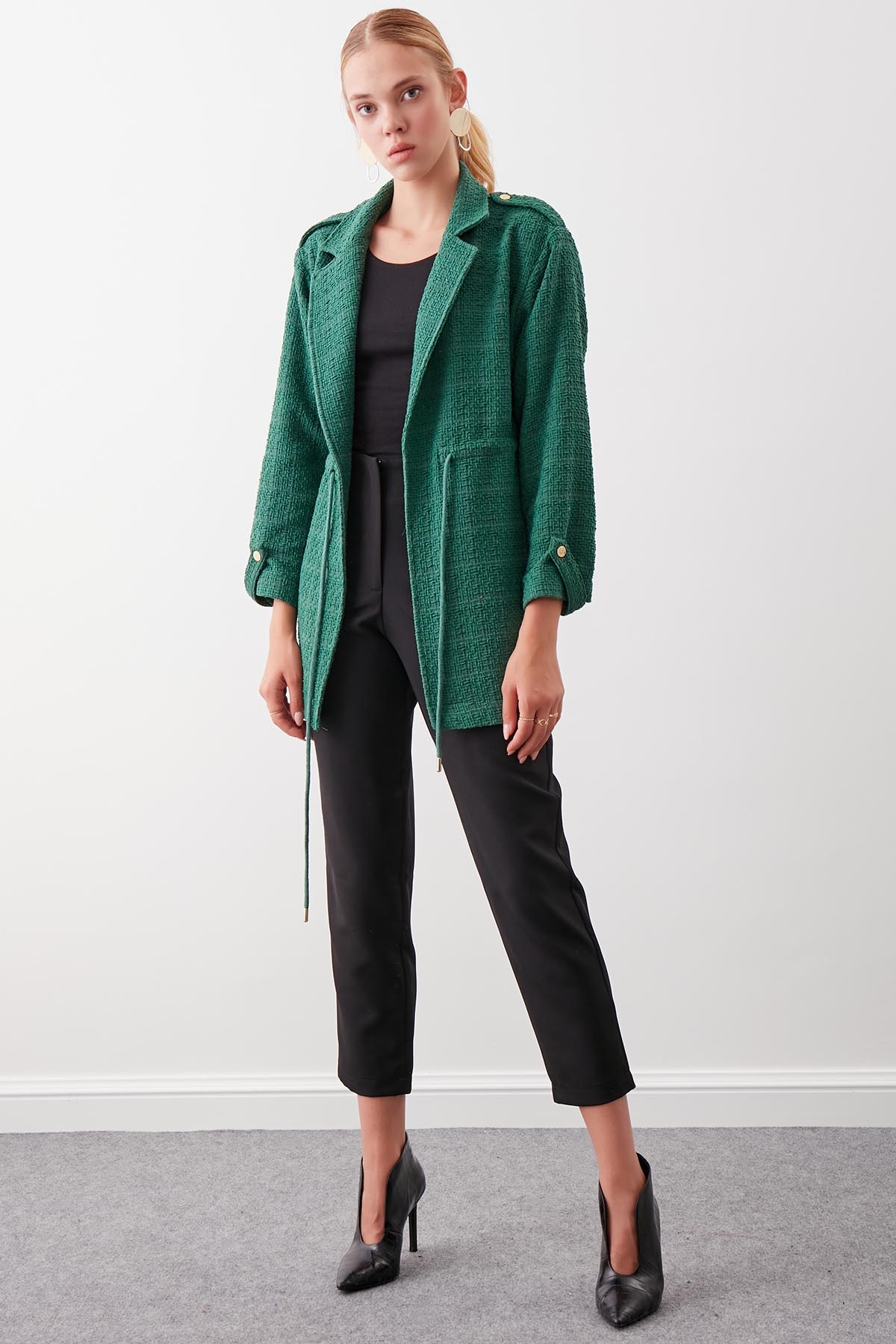 Beli Büzgü Detaylı Ceket - Thumbnail