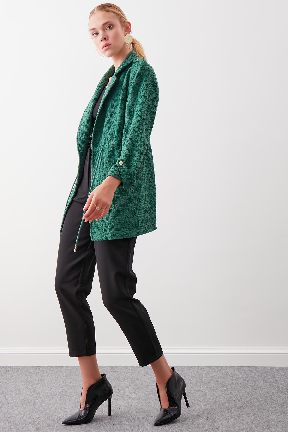 Beli Büzgü Detaylı Ceket - Thumbnail