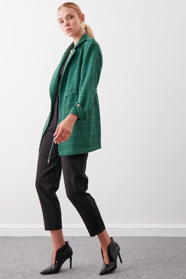 Beli Büzgü Detaylı Ceket - 6