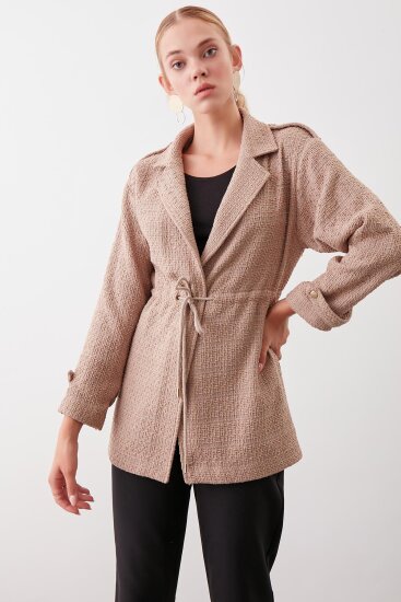 Beli Büzgü Detaylı Ceket - 7