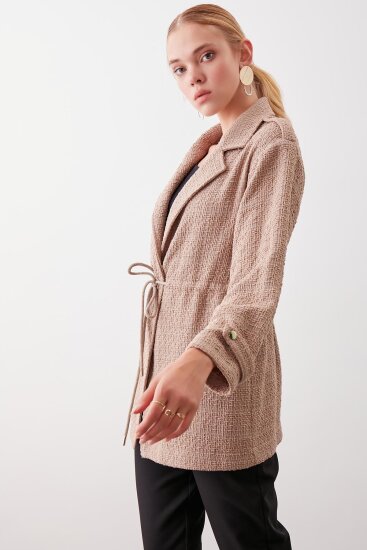 Beli Büzgü Detaylı Ceket - 8