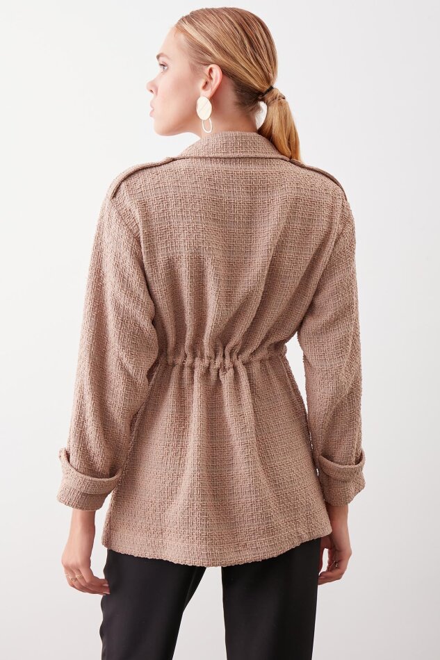 Beli Büzgü Detaylı Ceket - 9