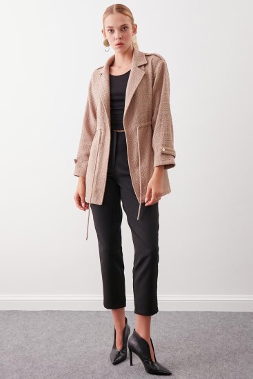 Beli Büzgü Detaylı Ceket - 10