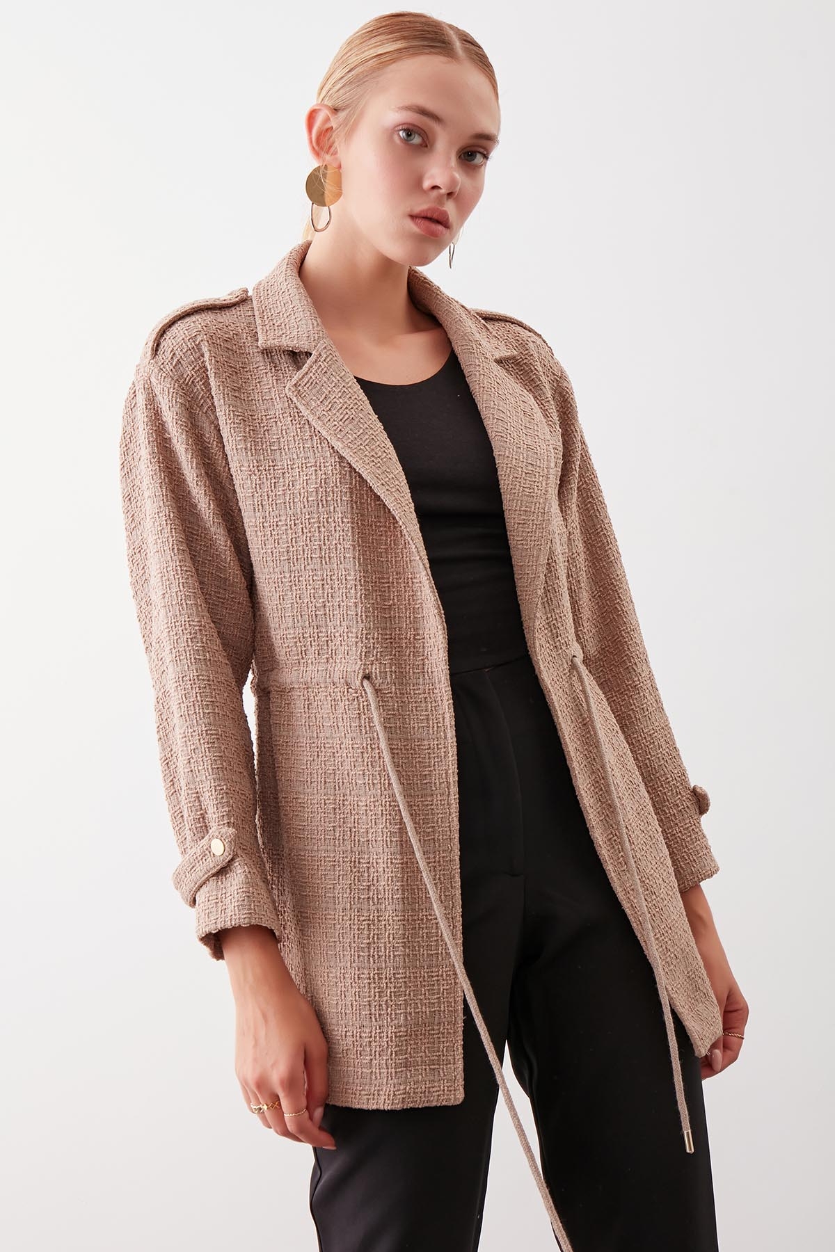 Beli Büzgü Detaylı Ceket - Thumbnail