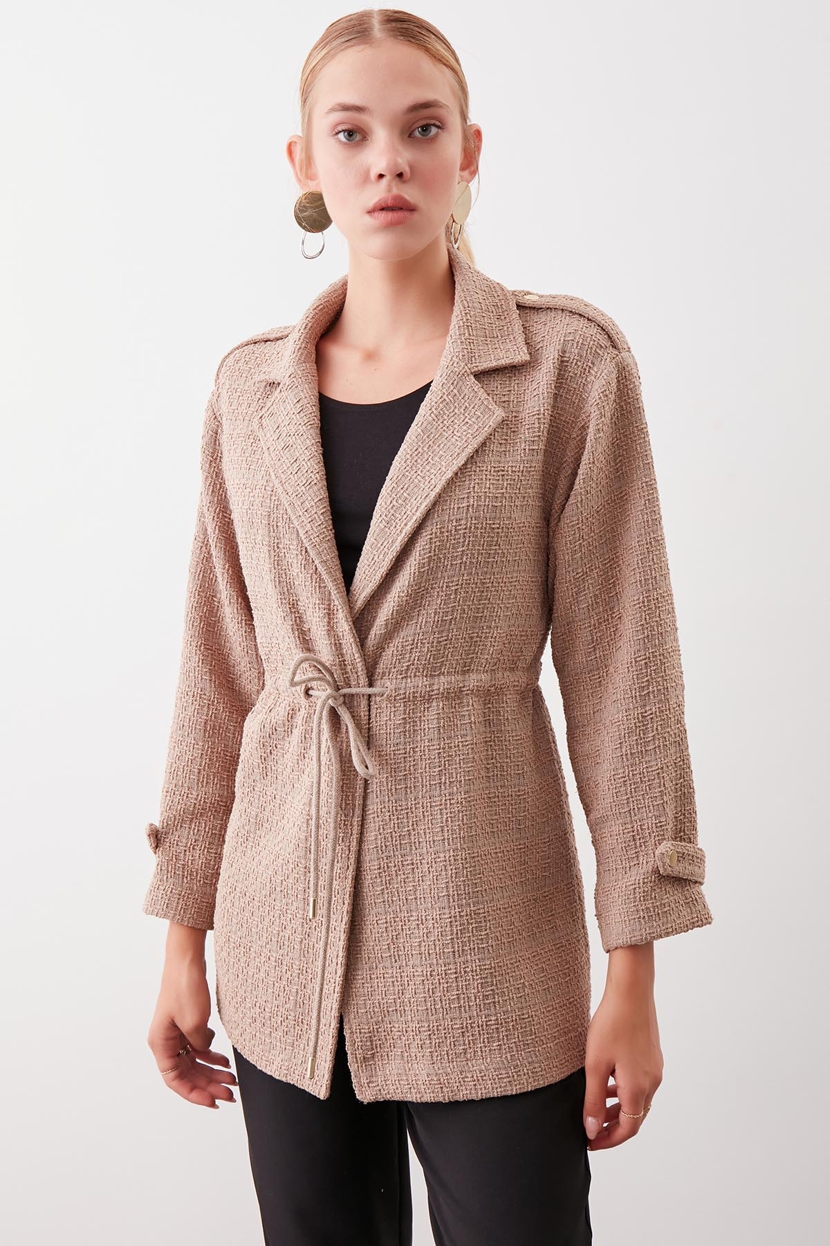 Beli Büzgü Detaylı Ceket - Thumbnail