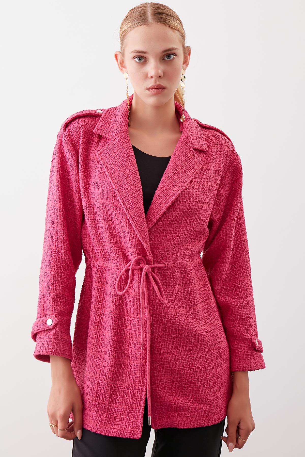 Beli Büzgü Detaylı Ceket - Thumbnail