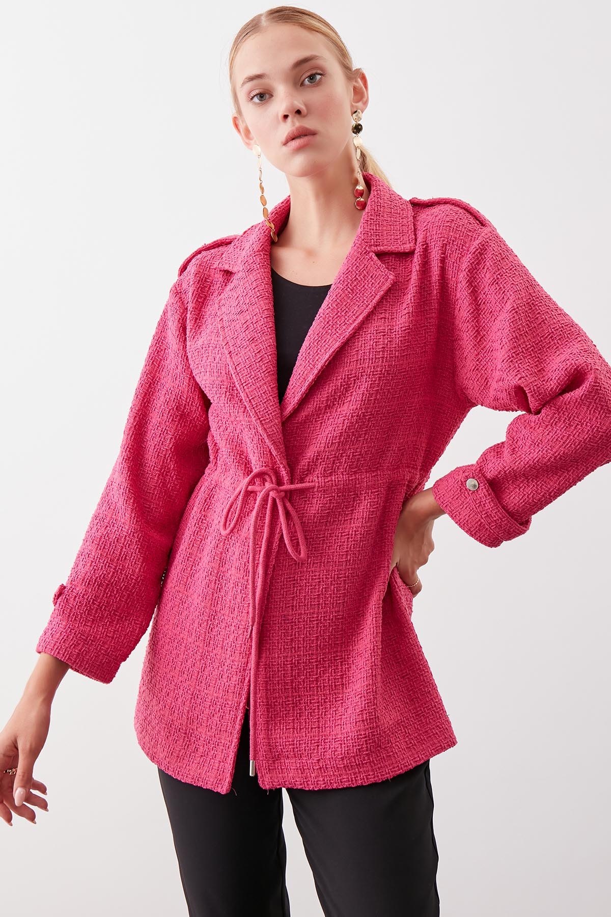 Beli Büzgü Detaylı Ceket - Thumbnail