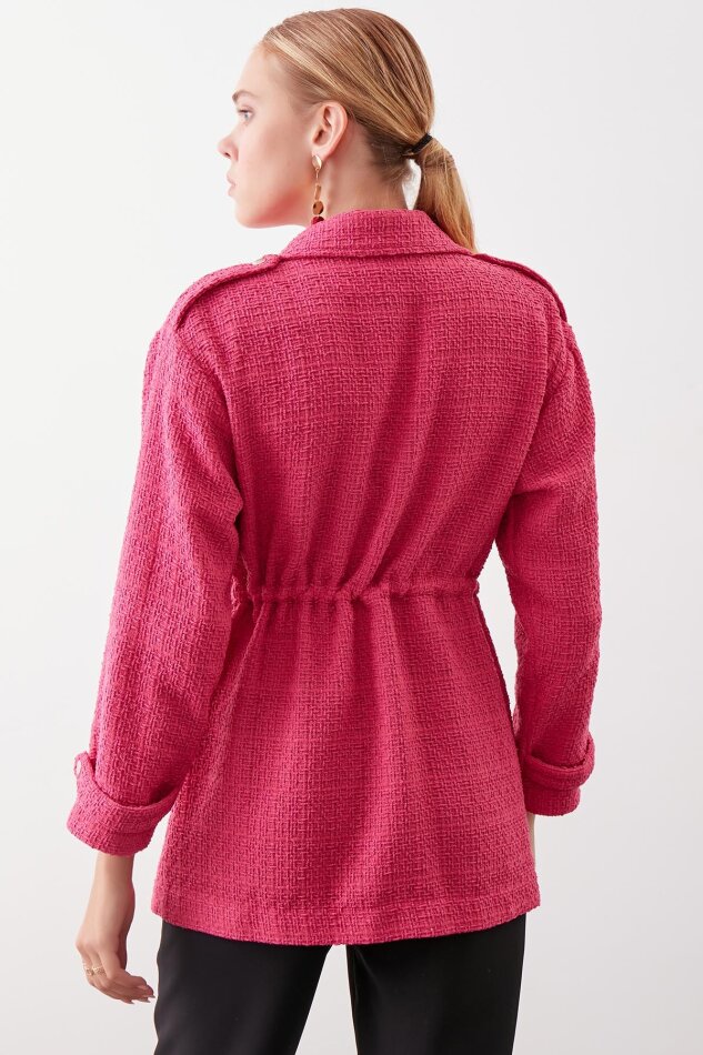 Beli Büzgü Detaylı Ceket - 16