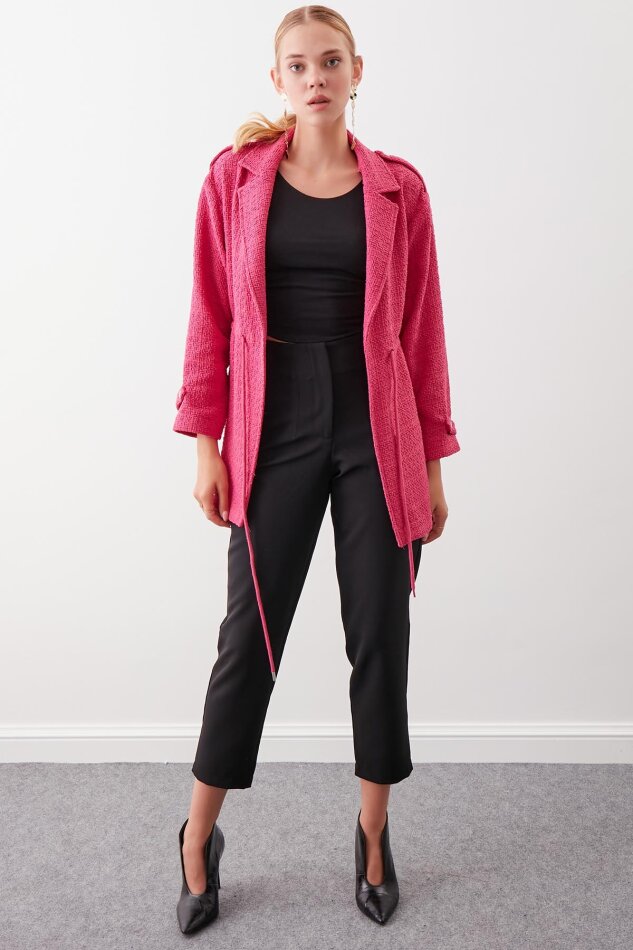 Beli Büzgü Detaylı Ceket - 17