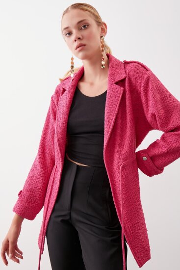 Beli Büzgü Detaylı Ceket - 18