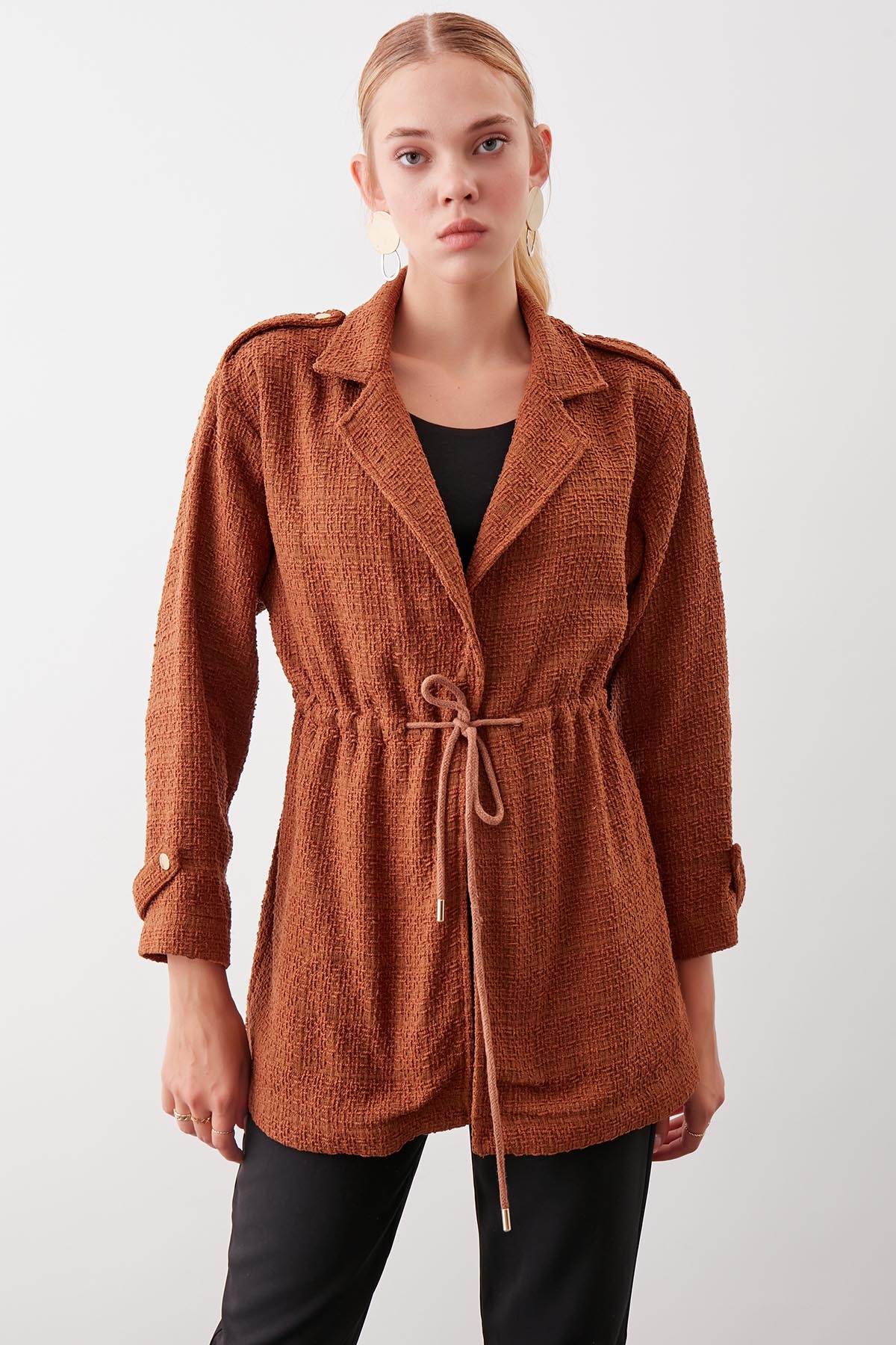 Beli Büzgü Detaylı Ceket - Thumbnail