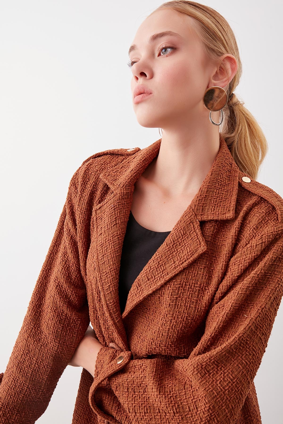 Beli Büzgü Detaylı Ceket - Thumbnail