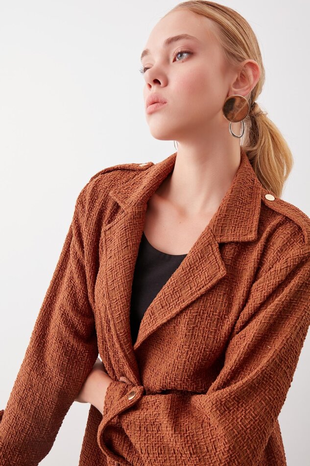 Beli Büzgü Detaylı Ceket - 22