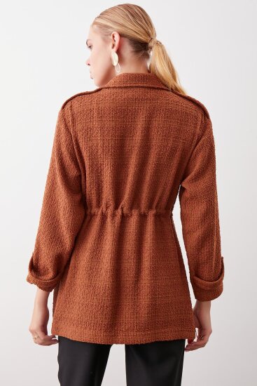 Beli Büzgü Detaylı Ceket - 23