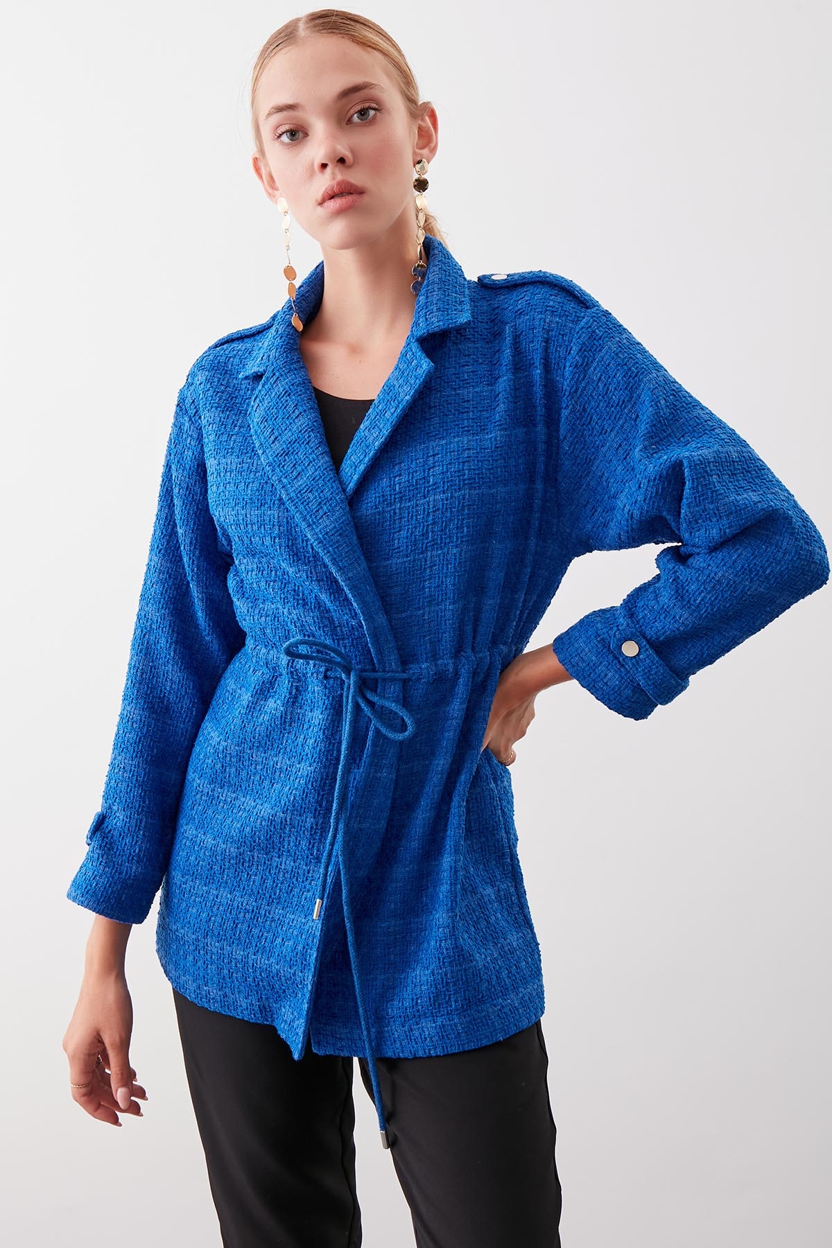 Beli Büzgü Detaylı Ceket - Thumbnail