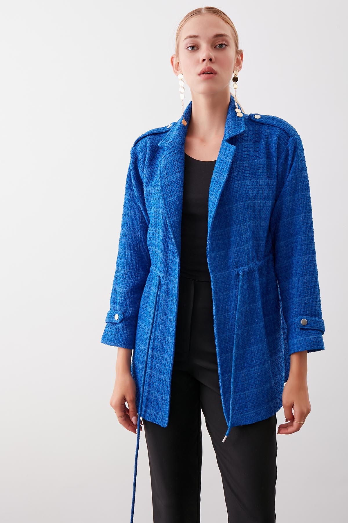 Beli Büzgü Detaylı Ceket - Thumbnail