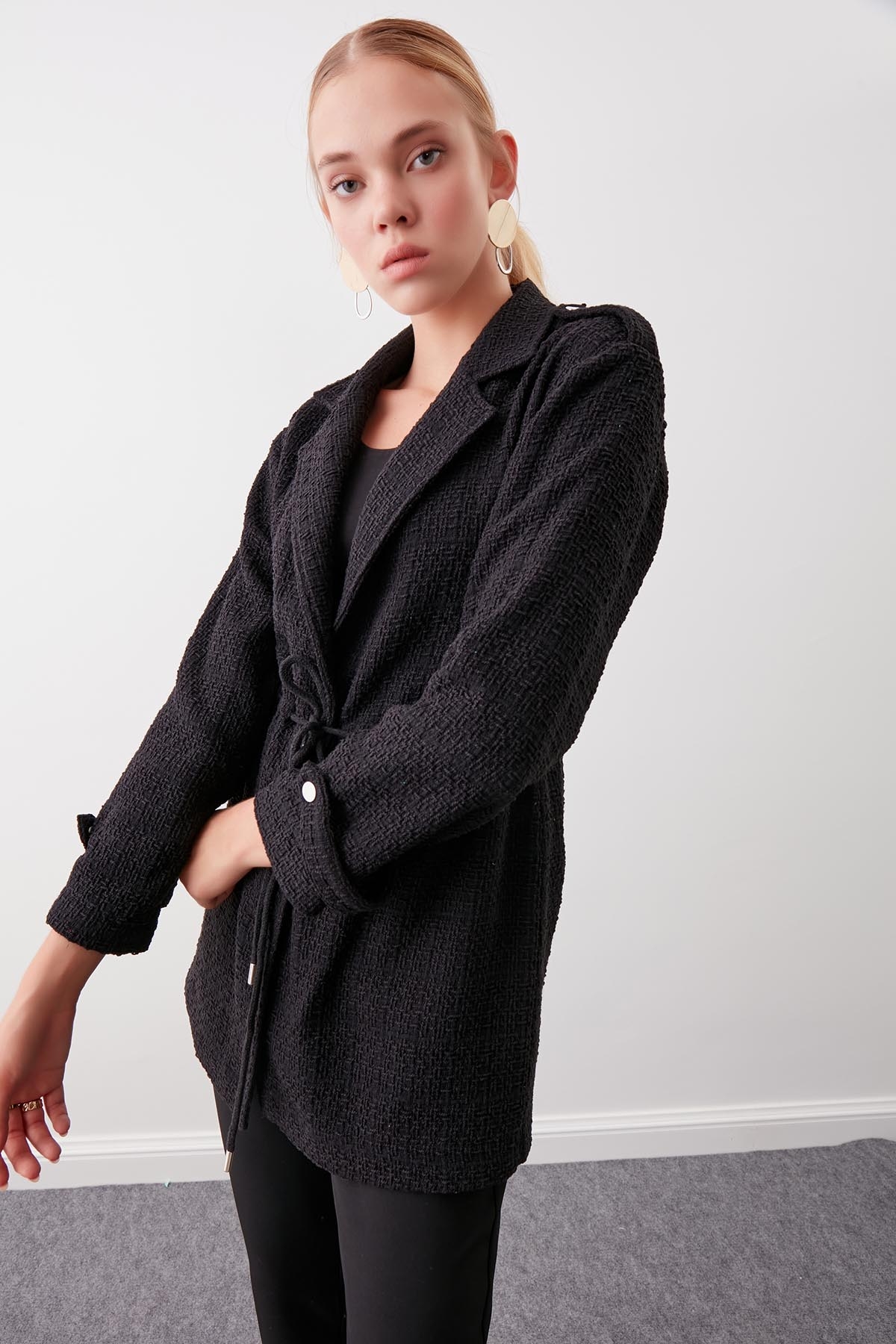 Beli Büzgü Detaylı Ceket - Thumbnail