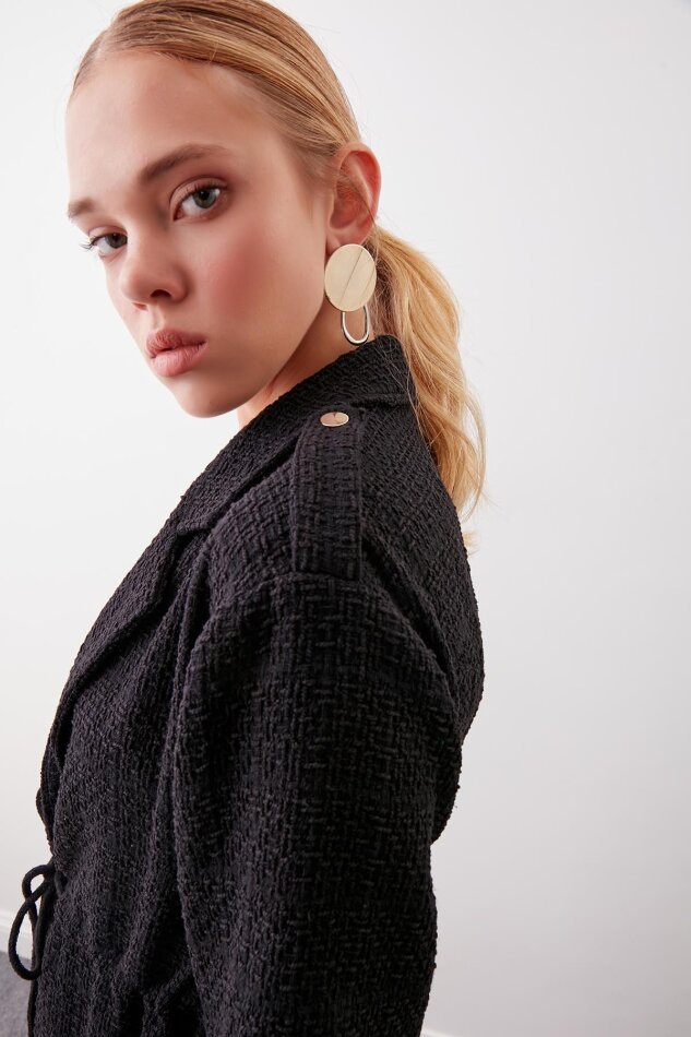 Beli Büzgü Detaylı Ceket - 32