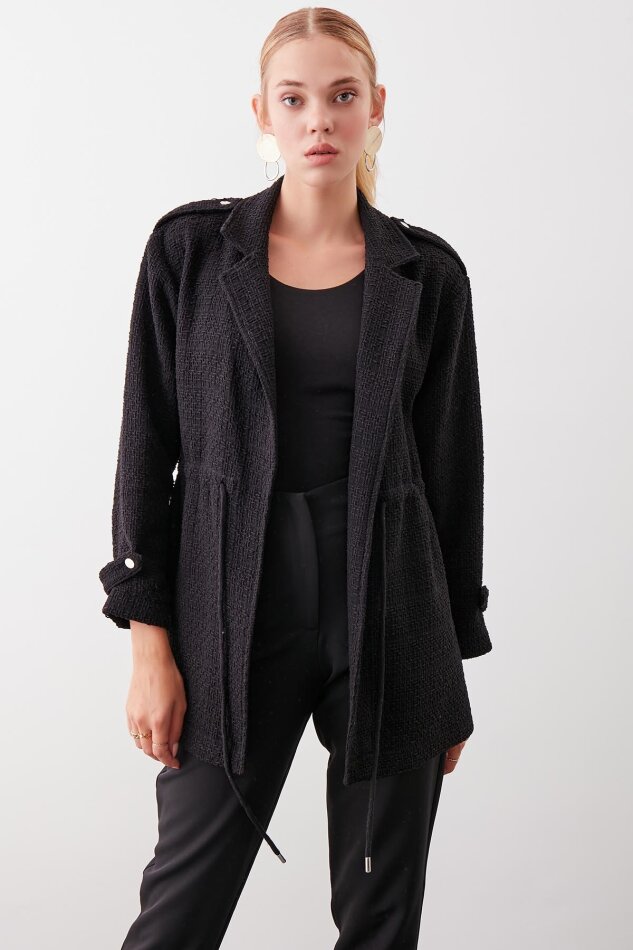 Beli Büzgü Detaylı Ceket - 34