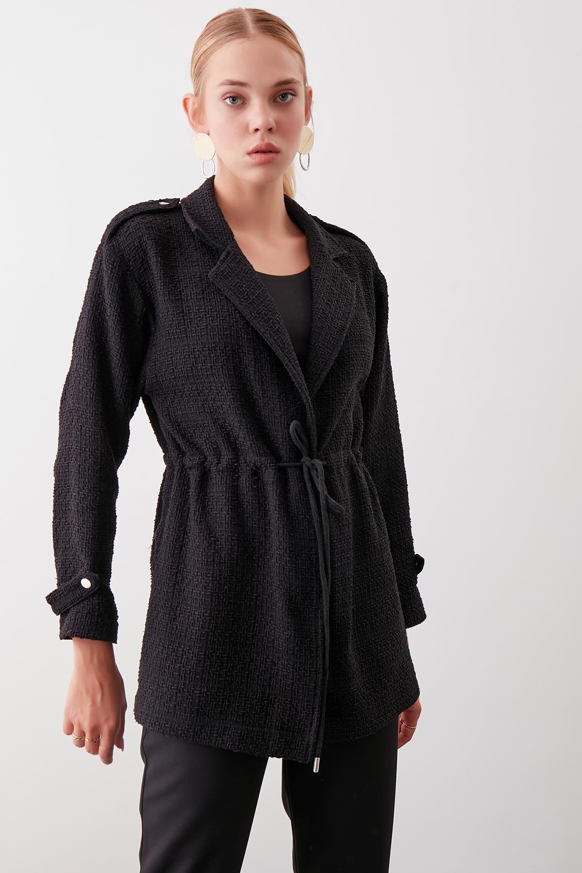 Beli Büzgü Detaylı Ceket - Thumbnail