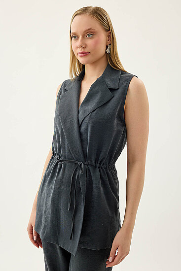 Beli Büzgü Kapamalı Yelek - 2