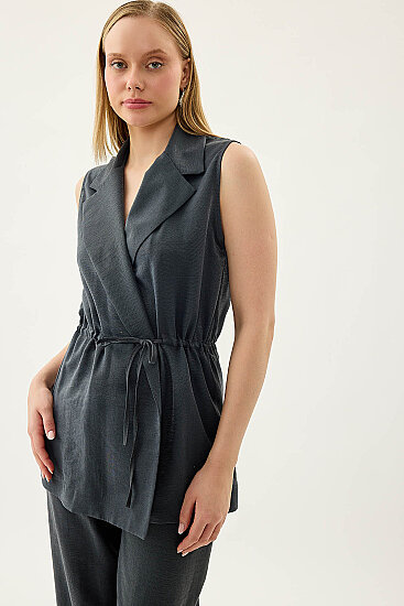 Beli Büzgü Kapamalı Yelek - 3