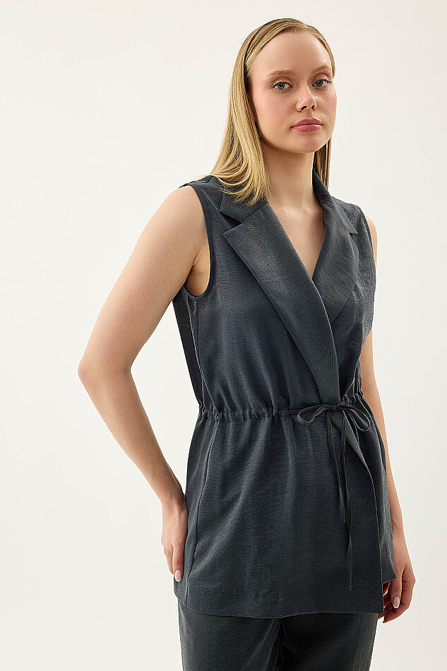 Beli Büzgü Kapamalı Yelek - 4