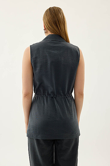 Beli Büzgü Kapamalı Yelek - 5