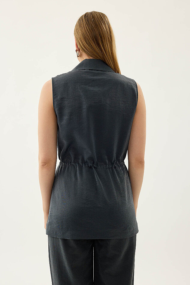 Beli Büzgü Kapamalı Yelek - 5