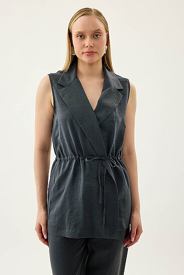 Beli Büzgü Kapamalı Yelek - 1