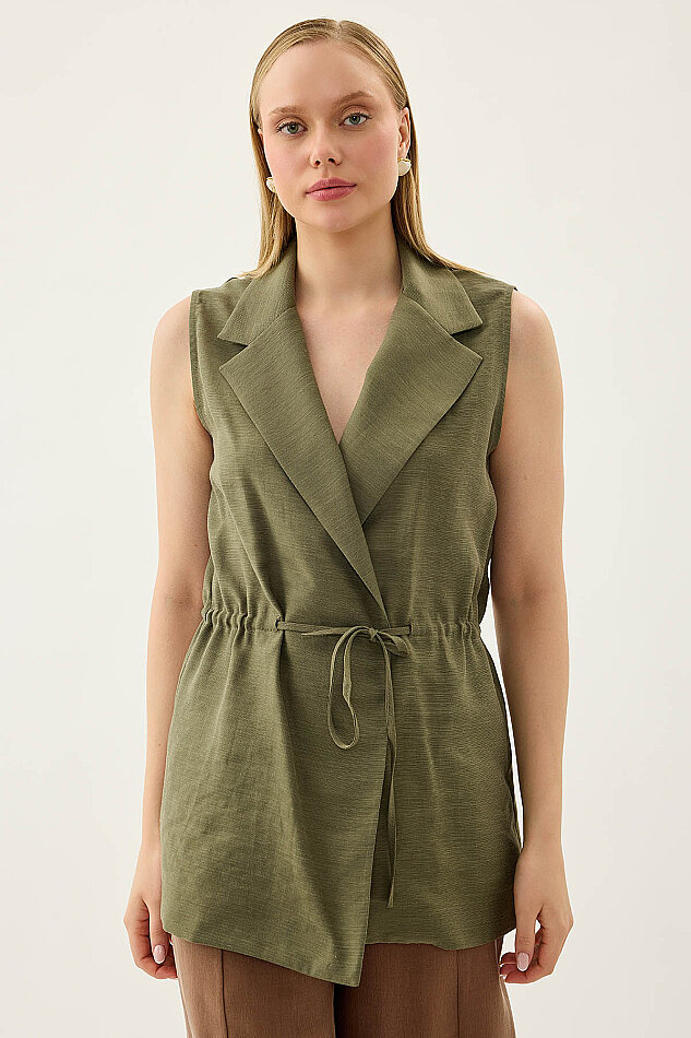 Beli Büzgü Kapamalı Yelek - 7