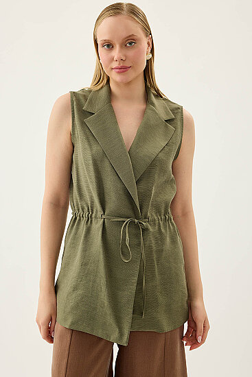 Beli Büzgü Kapamalı Yelek - 9