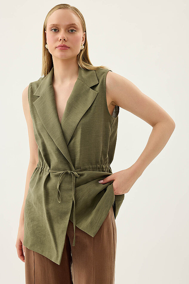 Beli Büzgü Kapamalı Yelek - 12