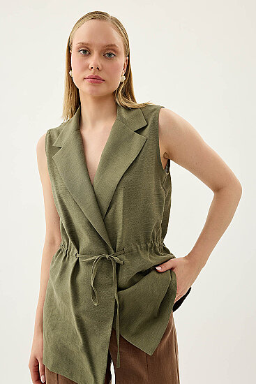 Beli Büzgü Kapamalı Yelek - 13